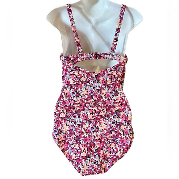 Athleta Women’s Size Medium Pink Floral One Piece Swimsuit Adjustable Straps - Picture 2 of 8